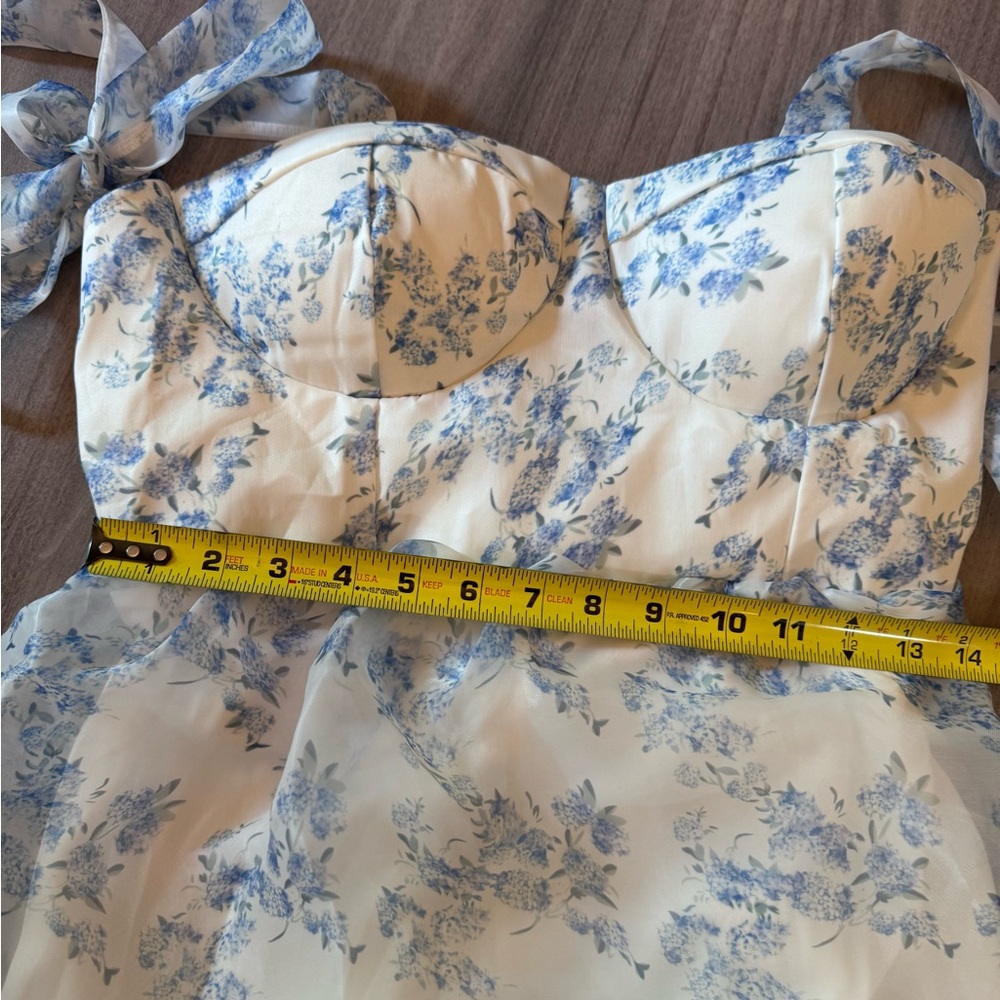 Women’s Blue Floral Tie-Shoulder Maxi Dress - Picture 7 of 8